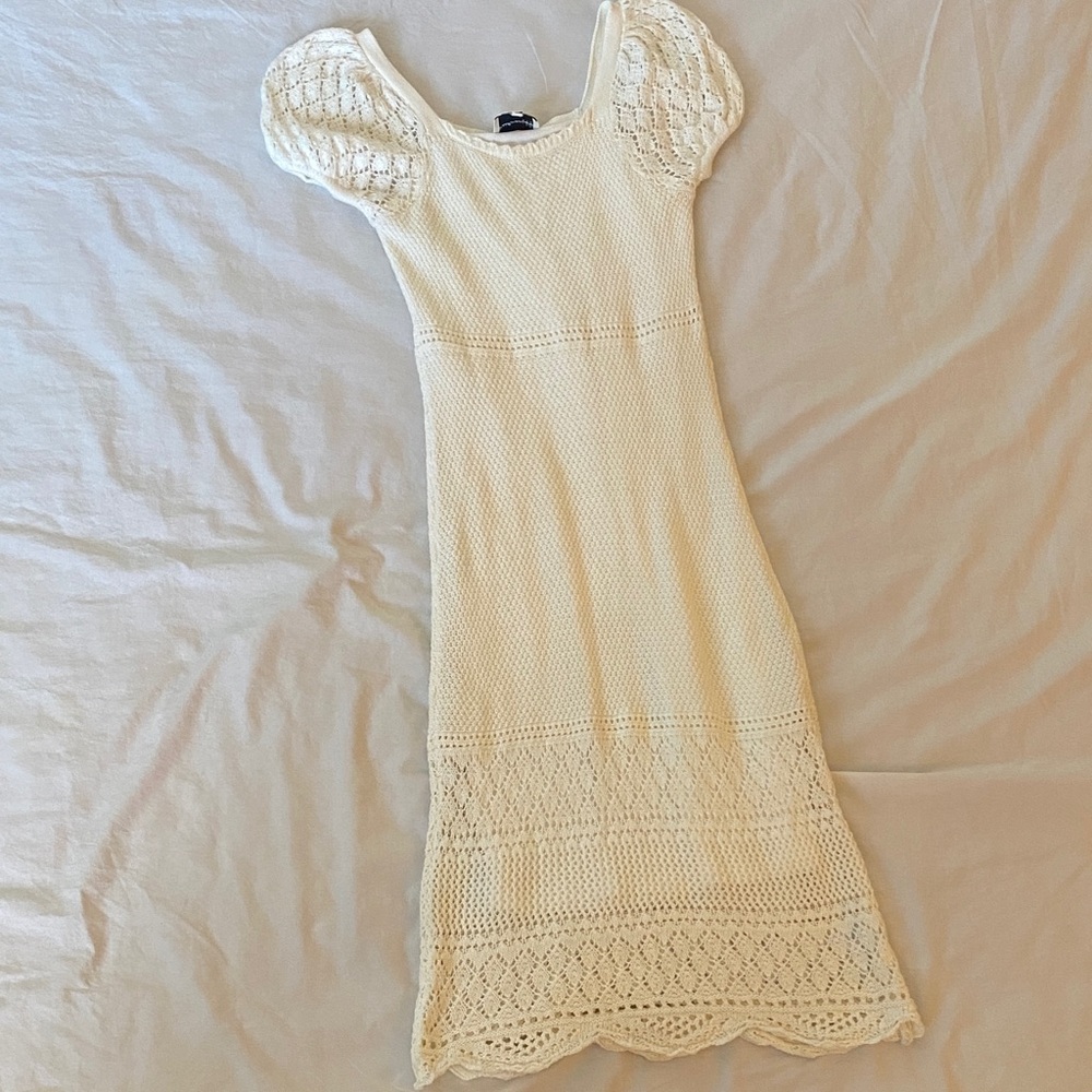 Freshman Cream Crochet Midi Dress